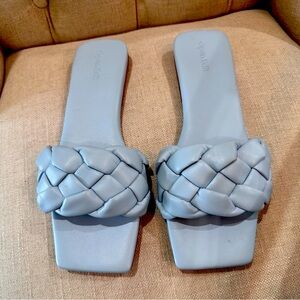 Open Edit NEW Leather Slide Sandals 9 Blue